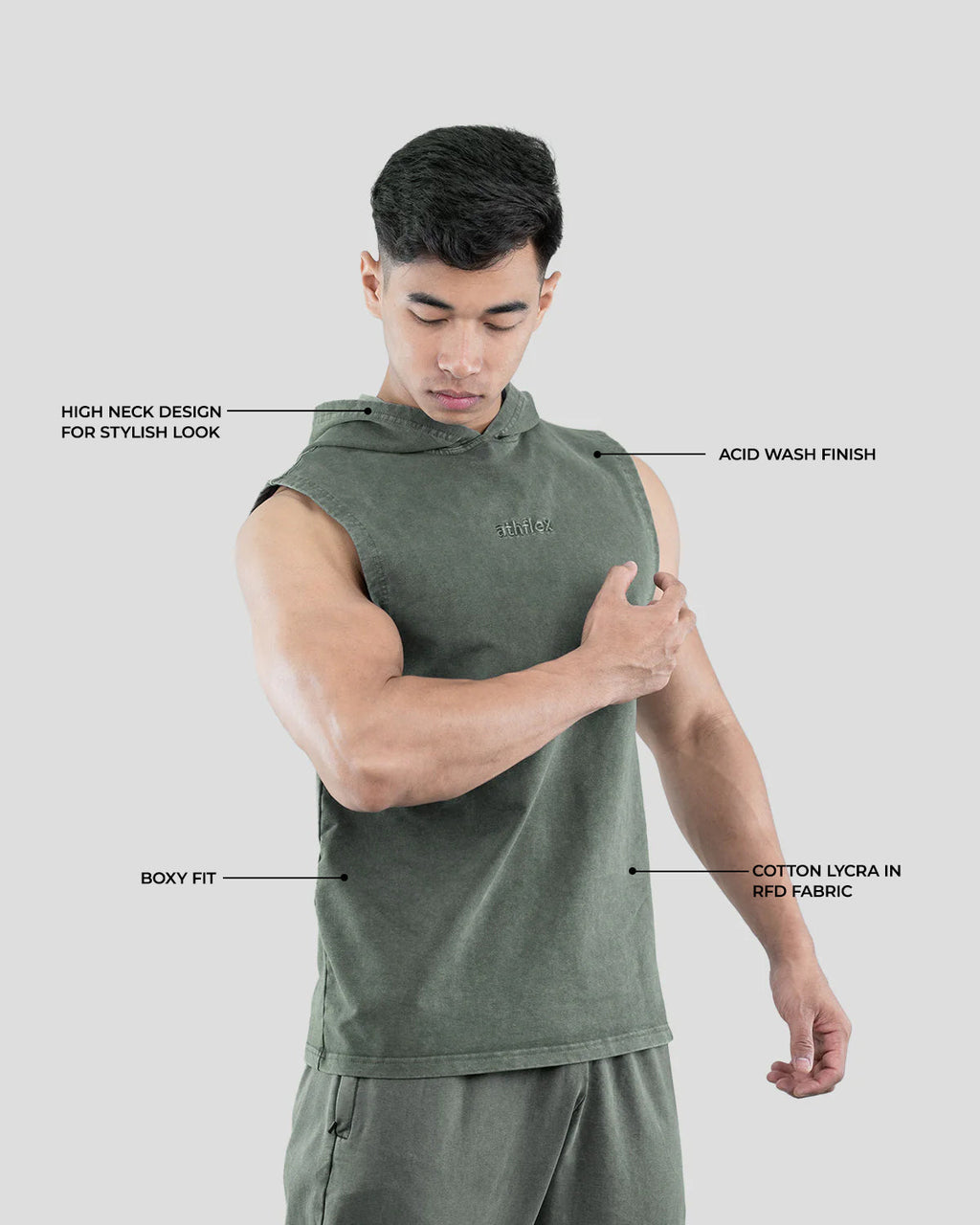 Acid Wash Sleeveless Hoodie