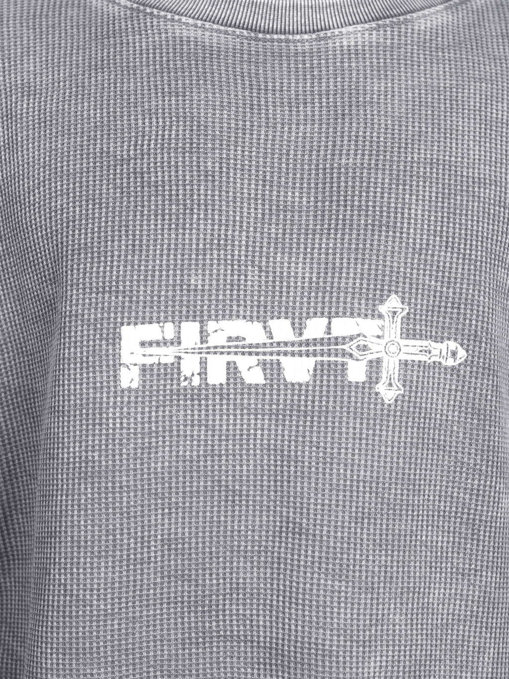 WASHED GREY SWORD WAFFLE T-SHIRT