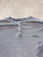 BLACK WASHED WAFFLE HENLEY