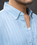 Light Blue Linen Stripe Shirt