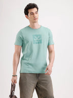 Solid Flock Printed T-Shirt  | Green