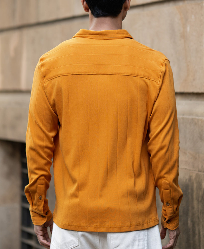 Mustard Structure Knit Shirt 100% Cotton