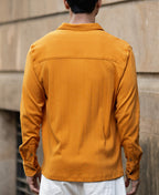 Mustard Structure Knit Shirt 100% Cotton