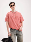 Washed Embroidery Patch T-Shirt   |  Rust