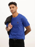 Slim Fit Quirky Embroidered Patch Detail T-Shirt | Blue