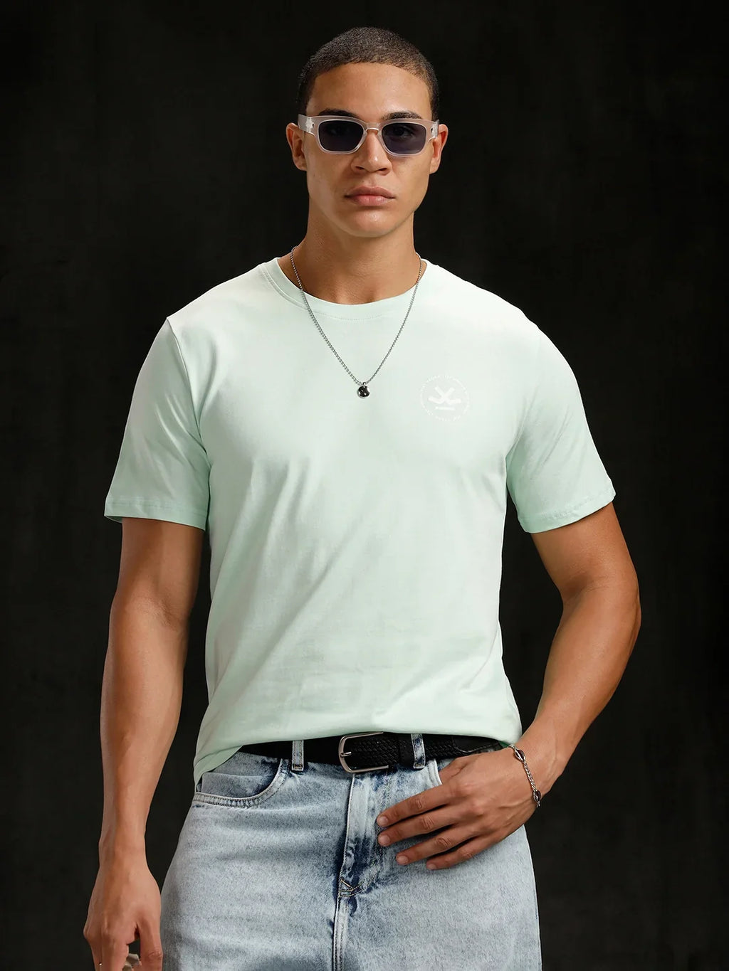 Logo Placement Printed T-Shirt | Light Green