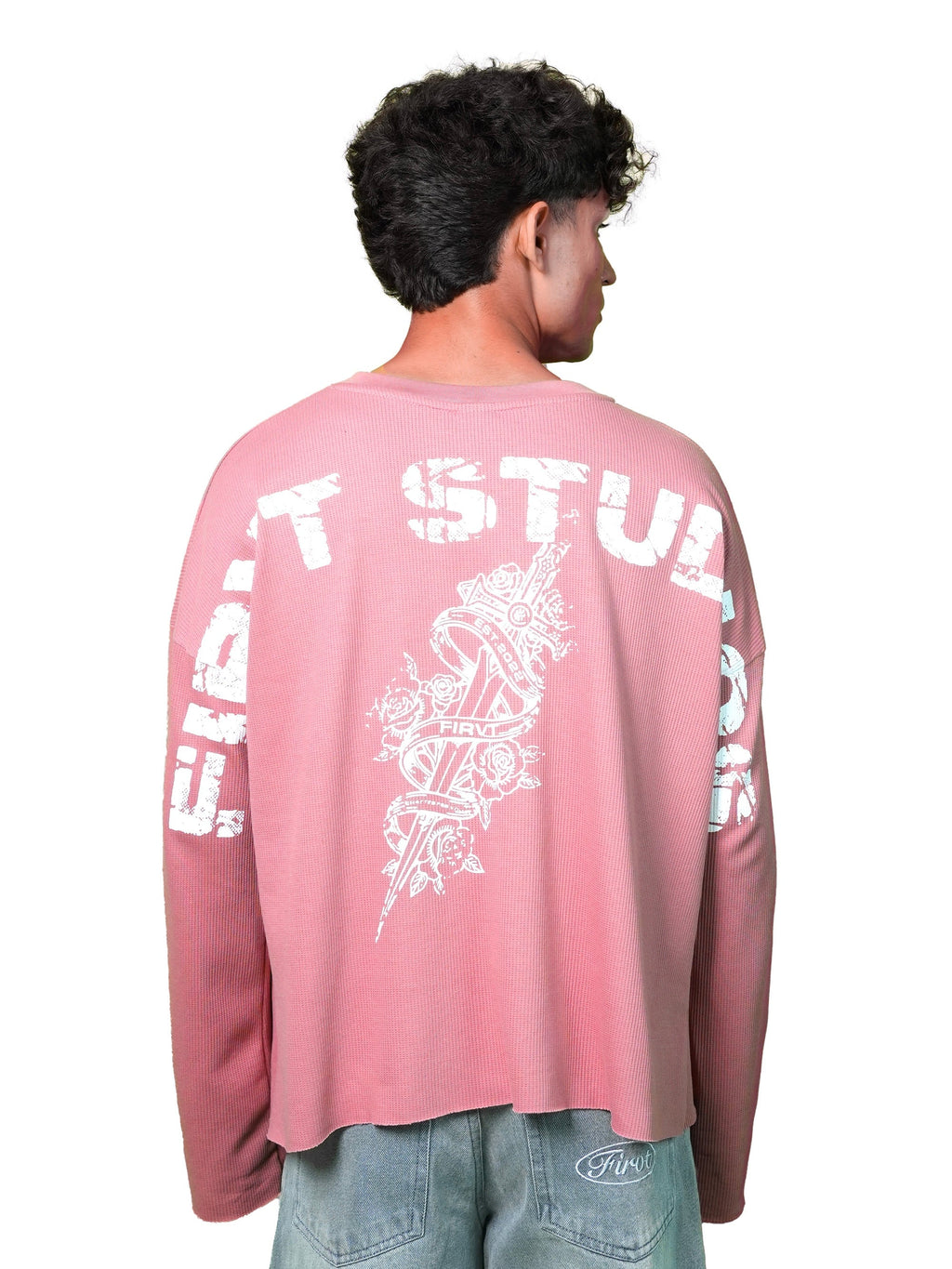 FIRVT SWORD DUSTY PINK WAFFLE T-SHIRT