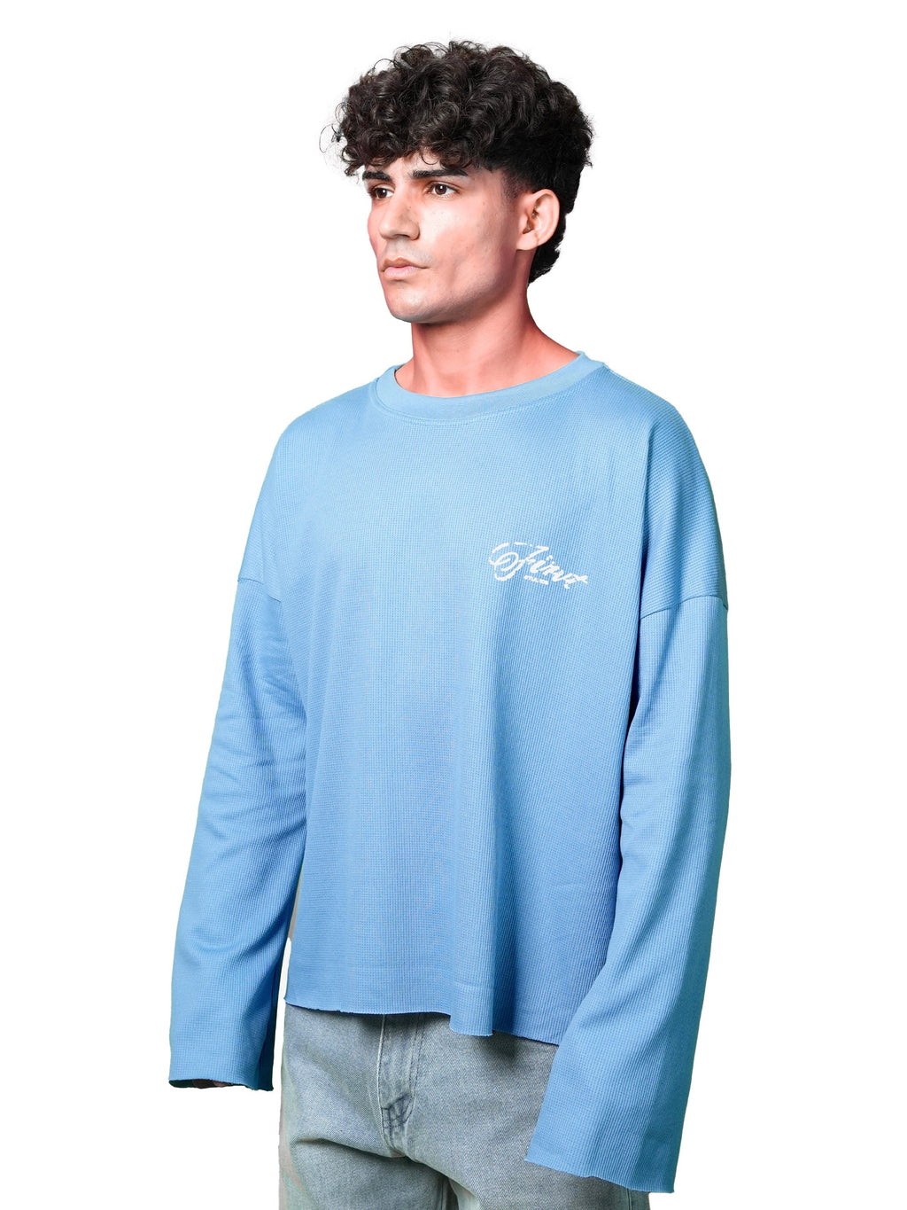 FIRVT STUDIO BLUE WAFFLE T-SHIRT