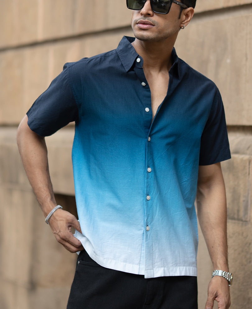 Dark Navy Ombre Shirt 100% Cotton
