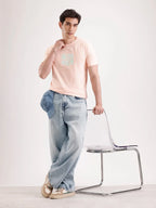 Classic Emroidered Patch T-Shirt   |  Peach