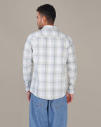 Pastel Green and Light Blue Plaid Dobby Weave 100% Cotton Shirt