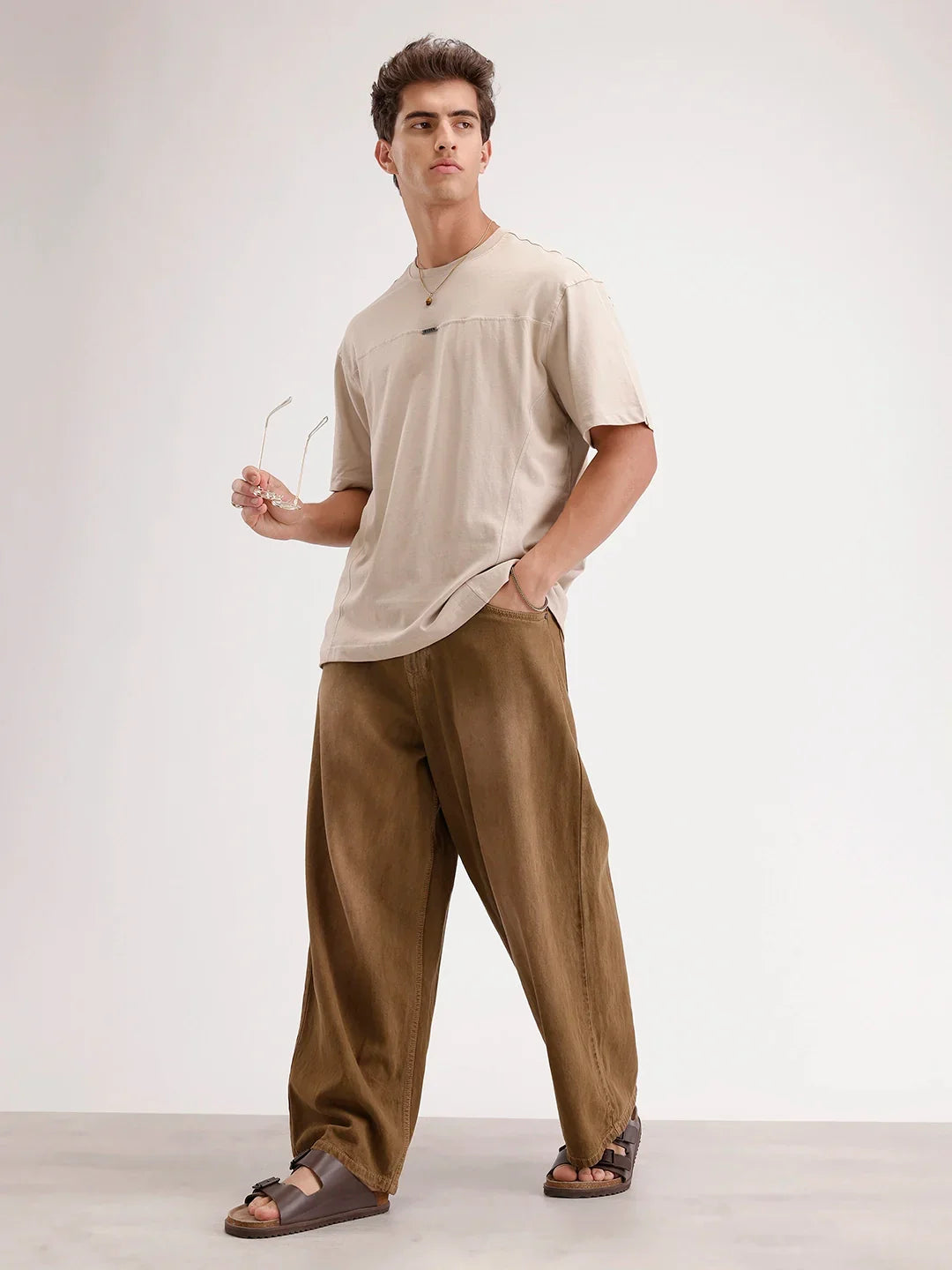 Oversized Cut & Sew T-Shirt | Beige