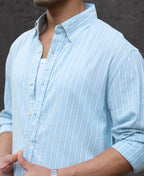 Light Blue Linen Stripe Shirt