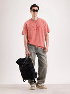 Washed Embroidery Patch T-Shirt   |  Rust