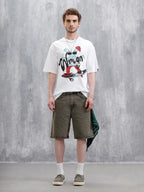 Skater Logo Printed Oversized Fit T-Shirt | White
