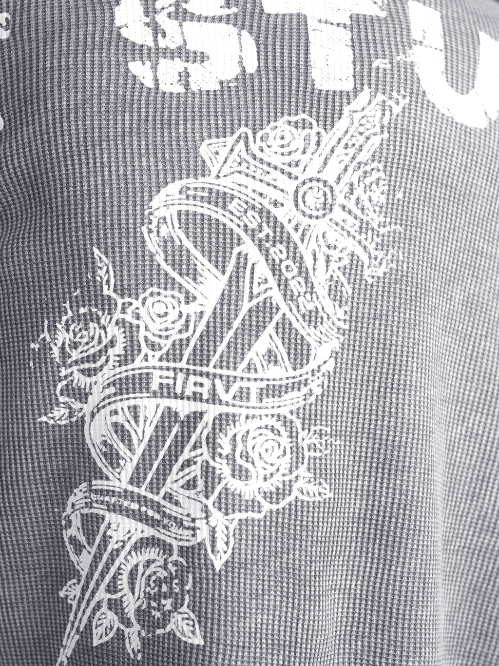 WASHED GREY SWORD WAFFLE T-SHIRT