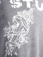 WASHED GREY SWORD WAFFLE T-SHIRT
