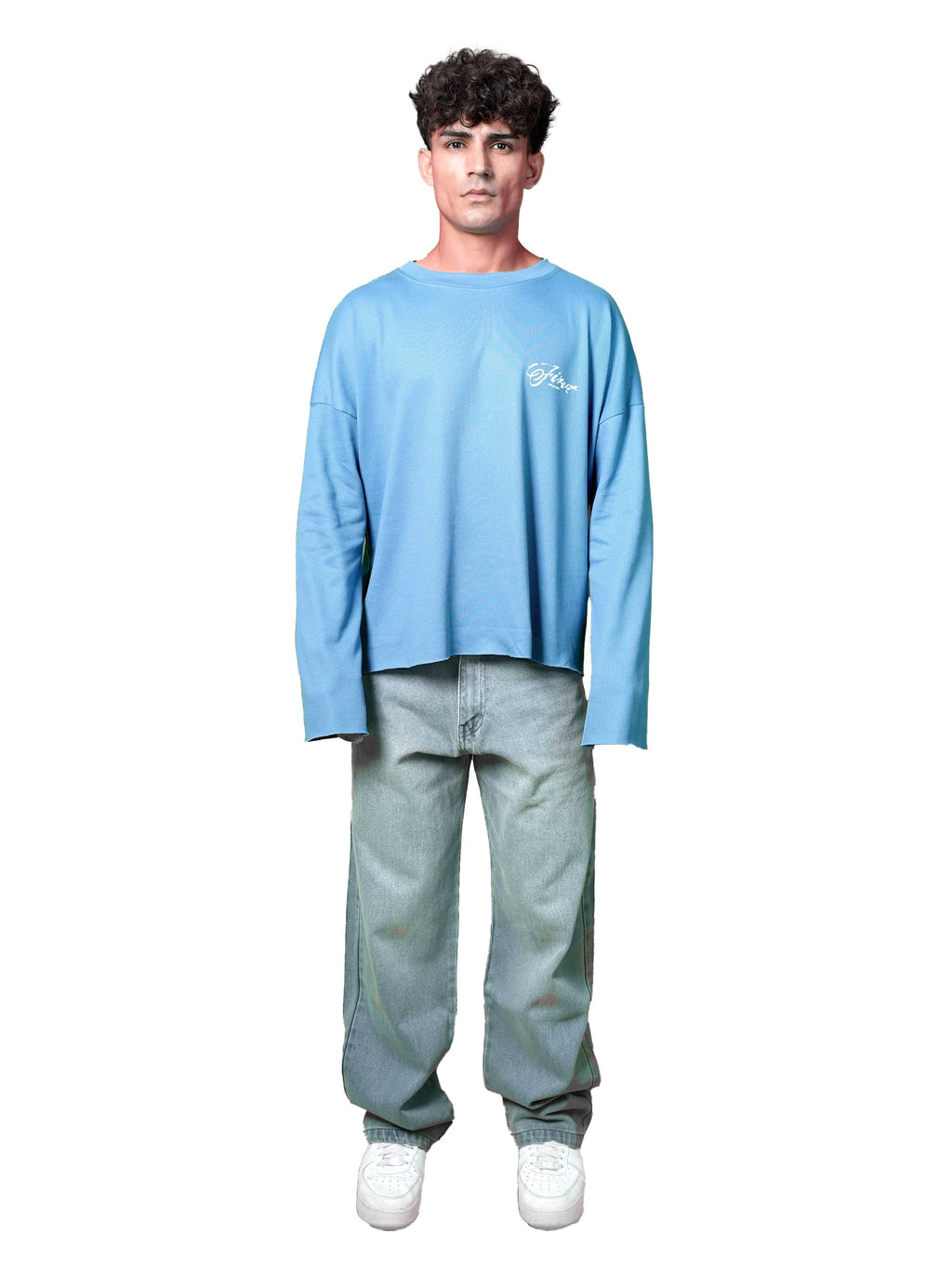 FIRVT STUDIO BLUE WAFFLE T-SHIRT