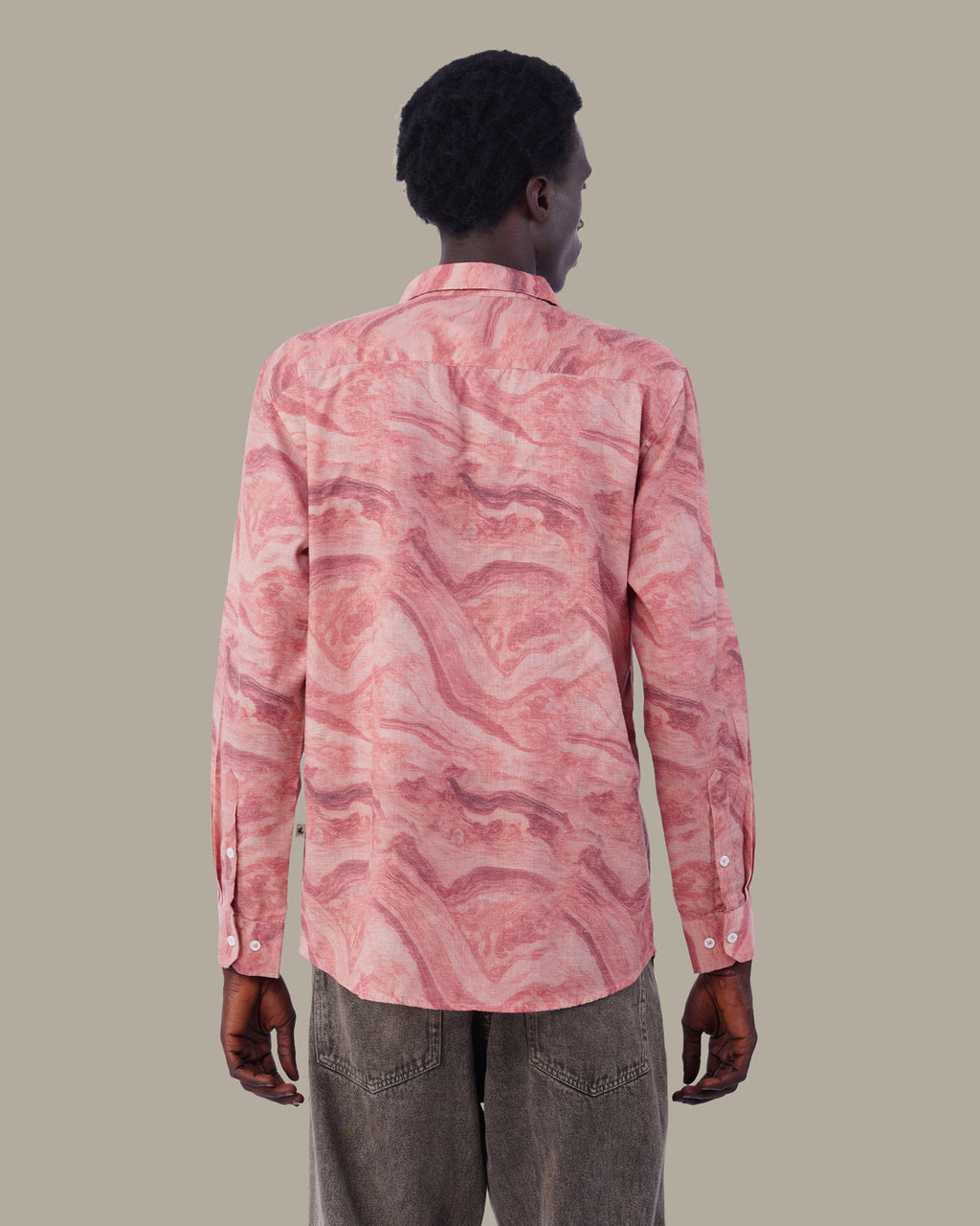 Dusty Rose Abstract Linen Plus Shaped Shirt