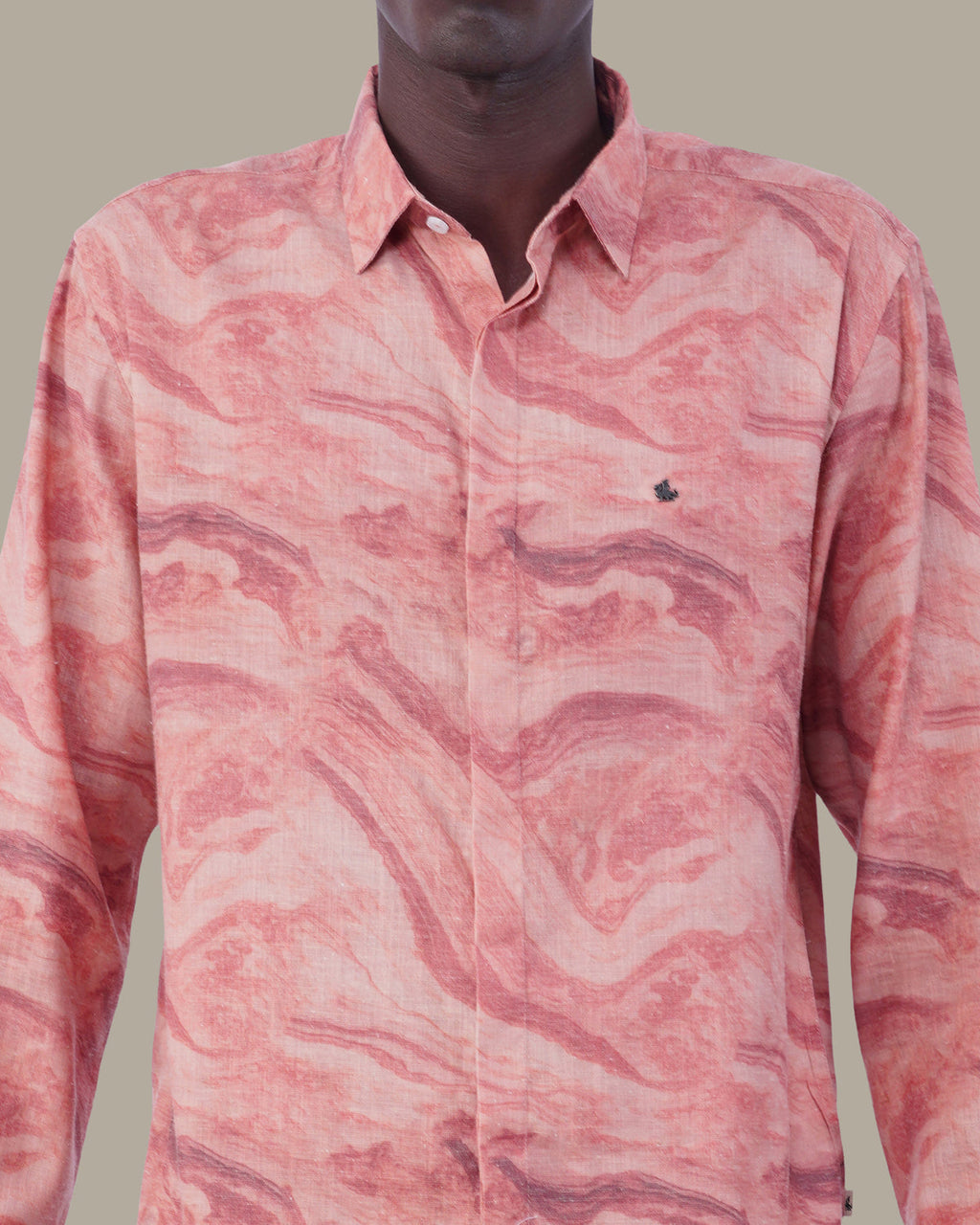 Dusty Rose Abstract Linen Plus Shaped Shirt