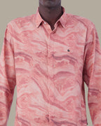 Dusty Rose Abstract Linen Plus Shaped Shirt
