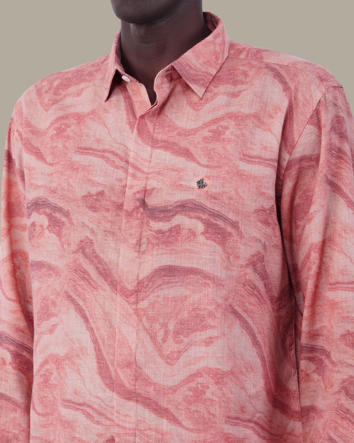 Dusty Rose Abstract Linen Plus Shaped Shirt