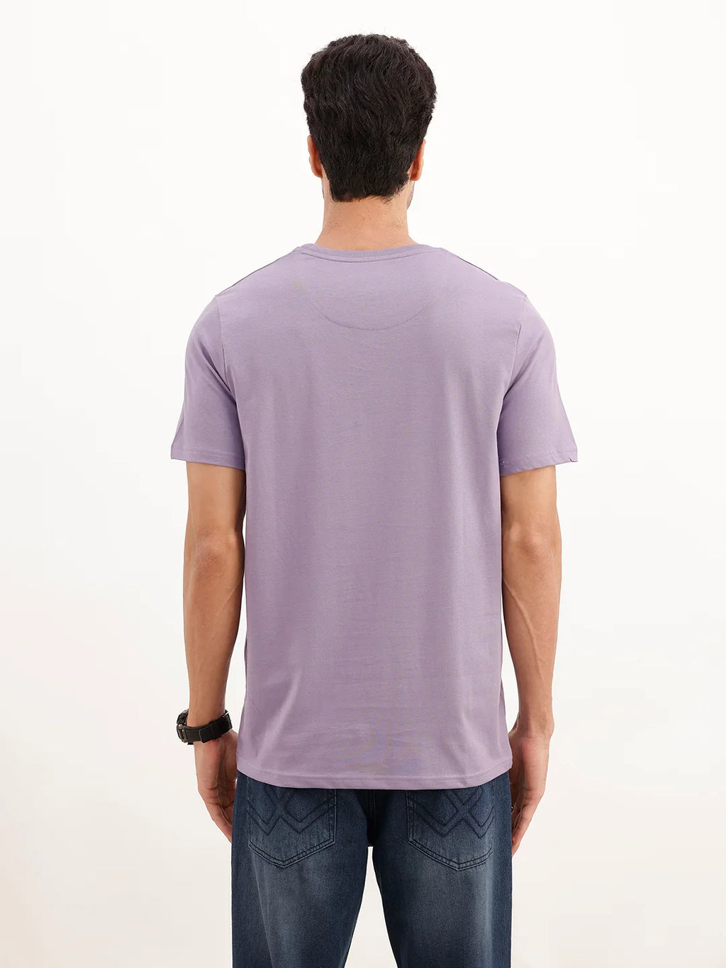 Slim Fit Emroidered Patch Detail T-Shirt | Purple