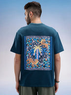 Oversized Fit Puffer Back Printed T-Shirt | Teal