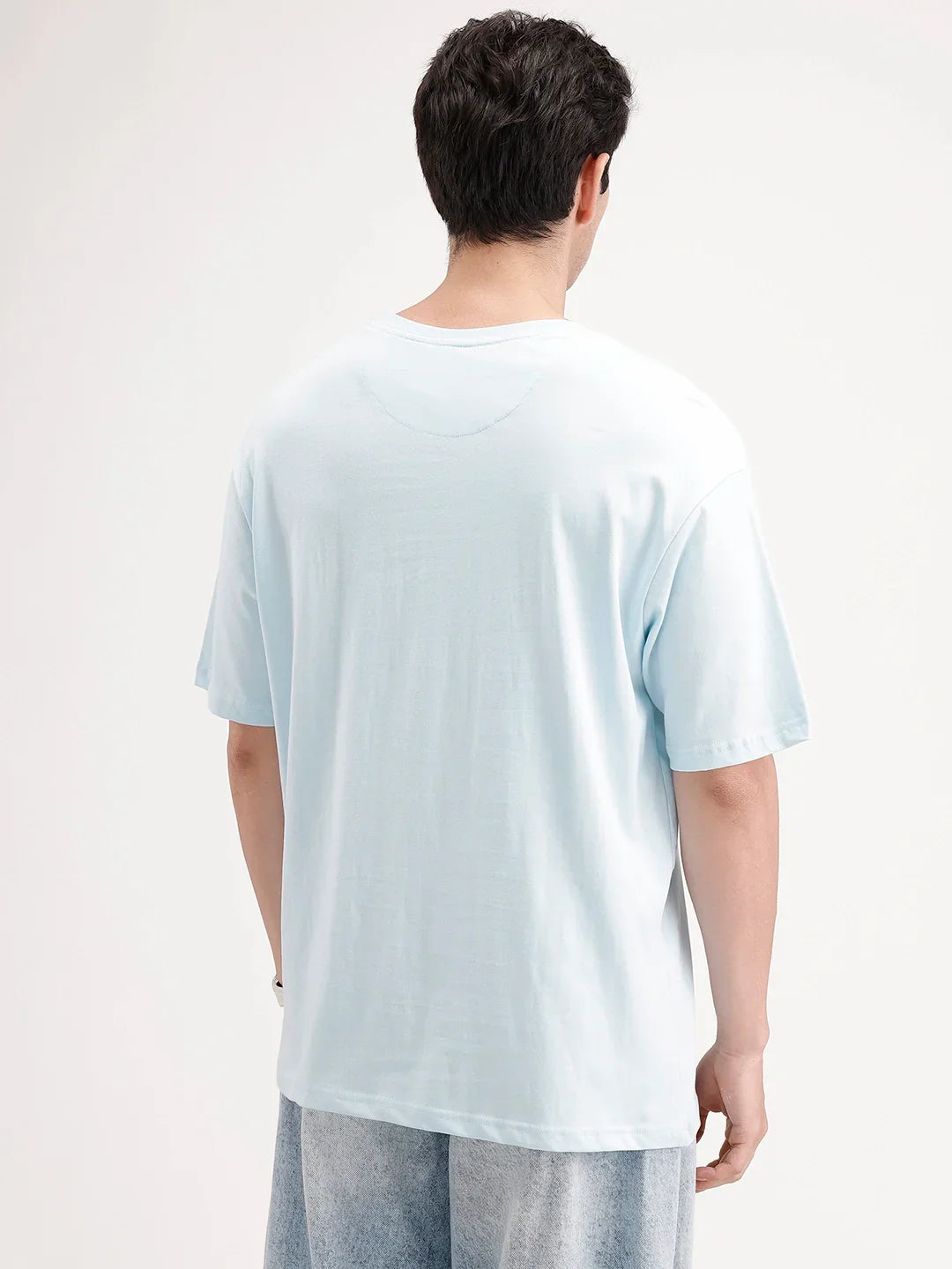 Oversized Placement Printed T-Shirt | Light Blue
