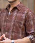 Brown Corduroy Check Shirt 100% Cotton