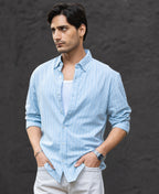 Light Blue Linen Stripe Shirt