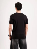 Solid Flock Printed T-Shirt   |  Black
