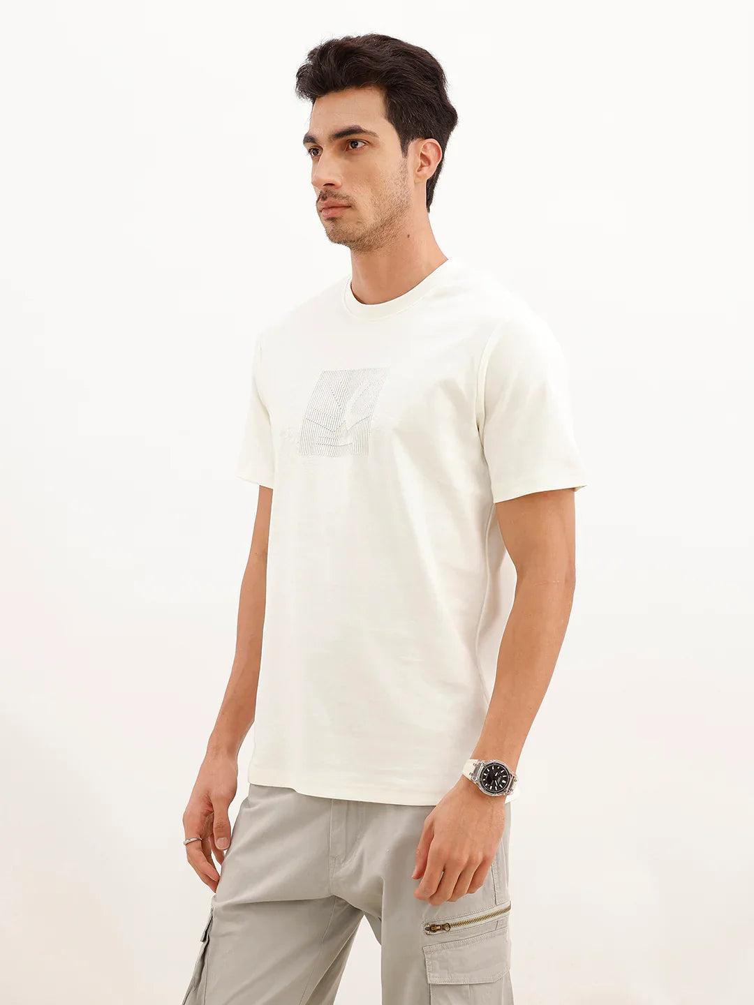 Solid Placement 3D Printed T-Shirt | Off White