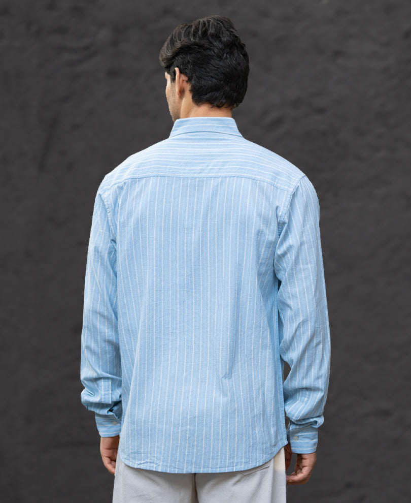Light Blue Linen Stripe Shirt
