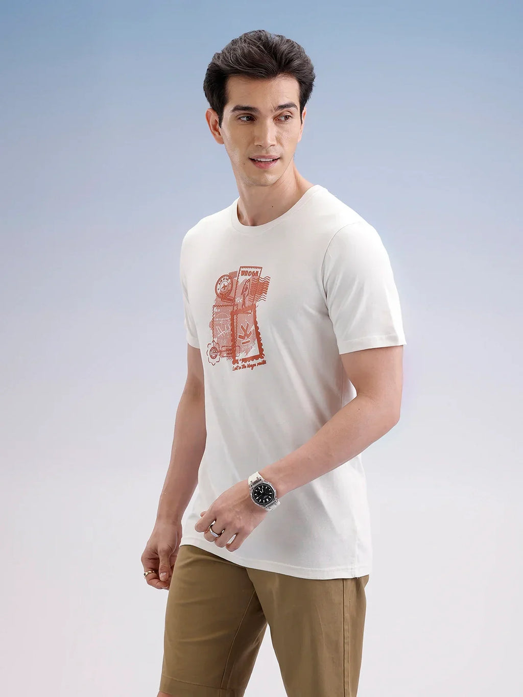 Slim Fit Classic Placement Printed T-Shirt  | Off White