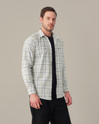 Multicolor Plaid Linen Plus Cotton Blend Shirt
