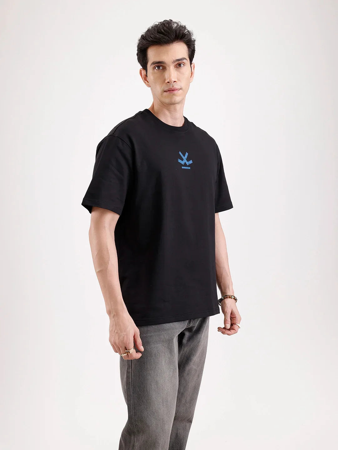 Classic Back Printed Oversized T-Shirt   |  Black