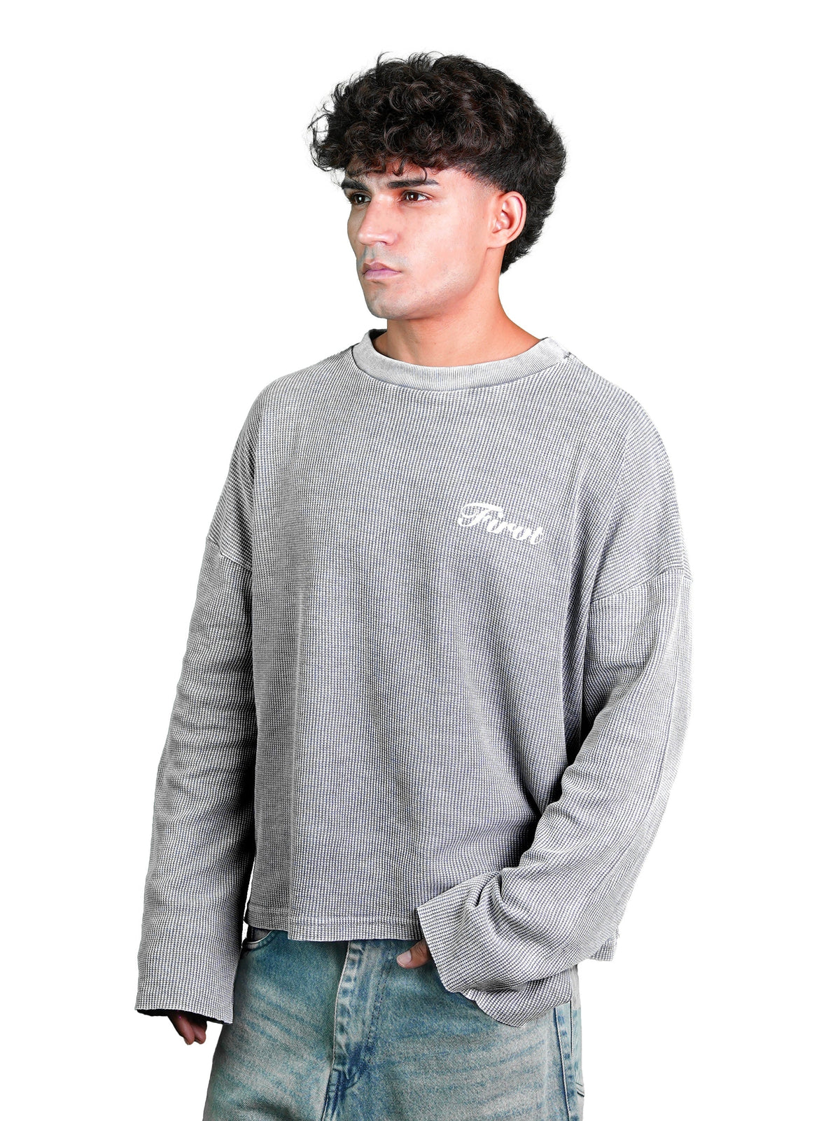 WASHED GREY WAFFLE T-SHIRT