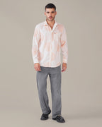 Natural Slub Plain Cream Polka Dot 100% Poly/Linen Blend Shirt