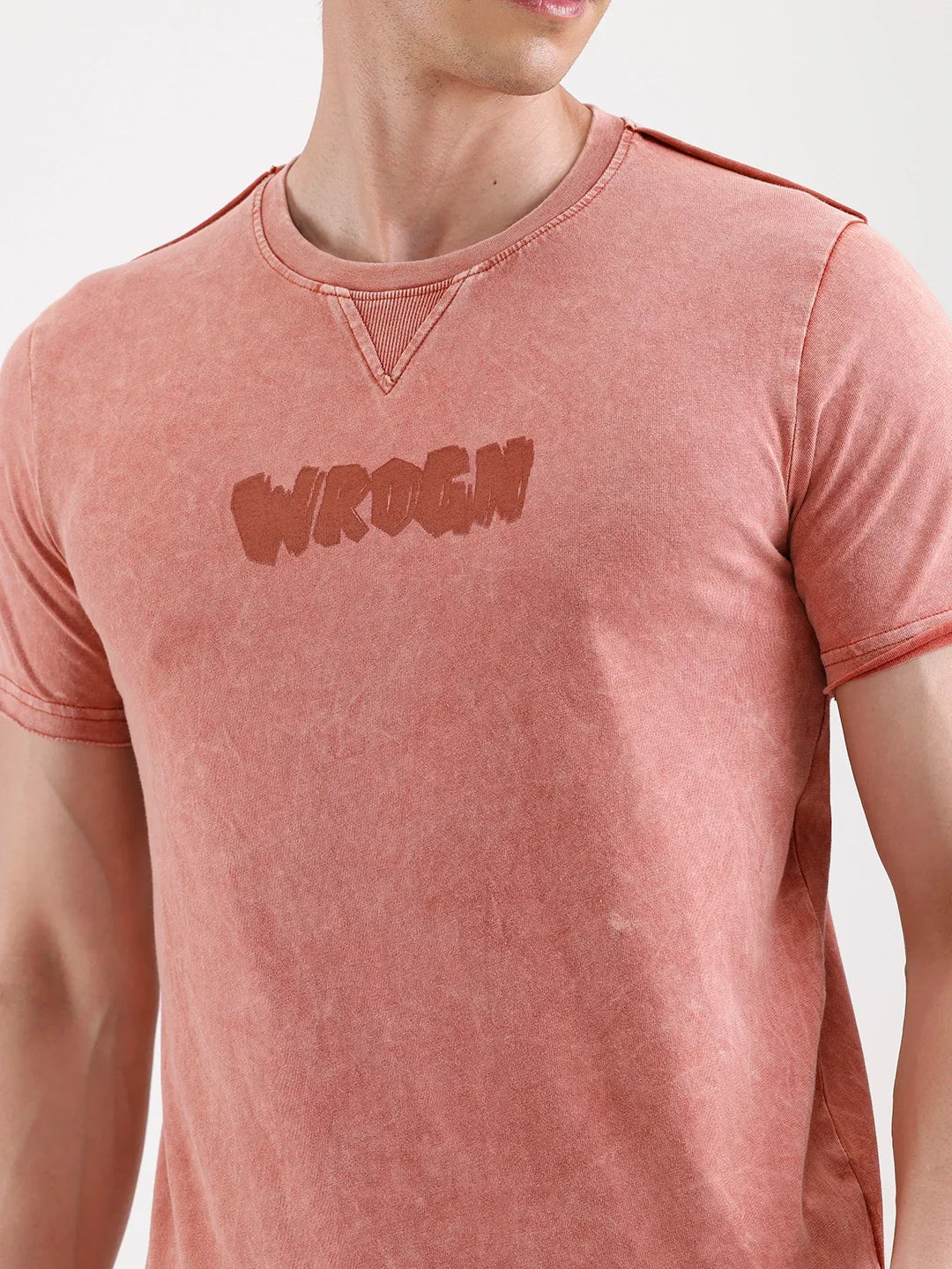 Washed Placement Printed T-Shirt   |  Rust