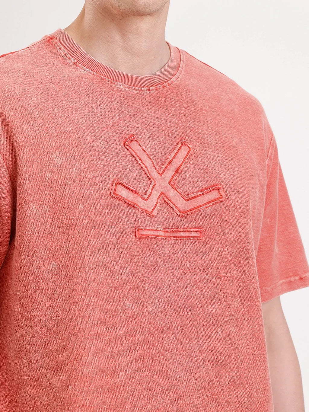 Washed Embroidery Patch T-Shirt   |  Rust