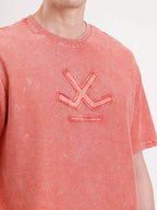 Washed Embroidery Patch T-Shirt   |  Rust
