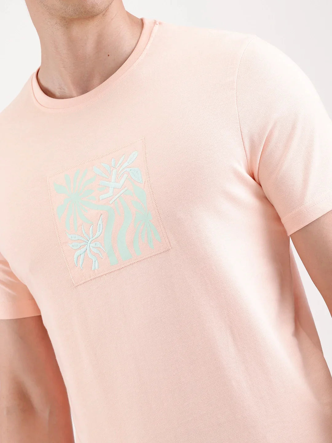 Classic Emroidered Patch T-Shirt   |  Peach