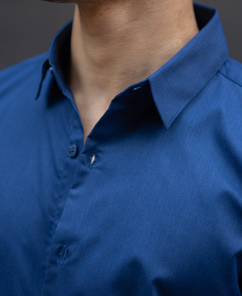 Navy Melange Stretch Shirt