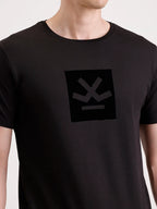 Solid Flock Printed T-Shirt   |  Black
