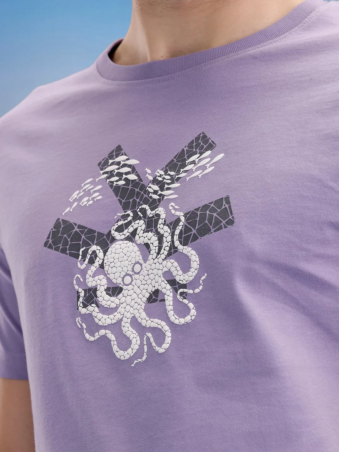 Slim Fit Puffer Printed T-Shirt | Purple