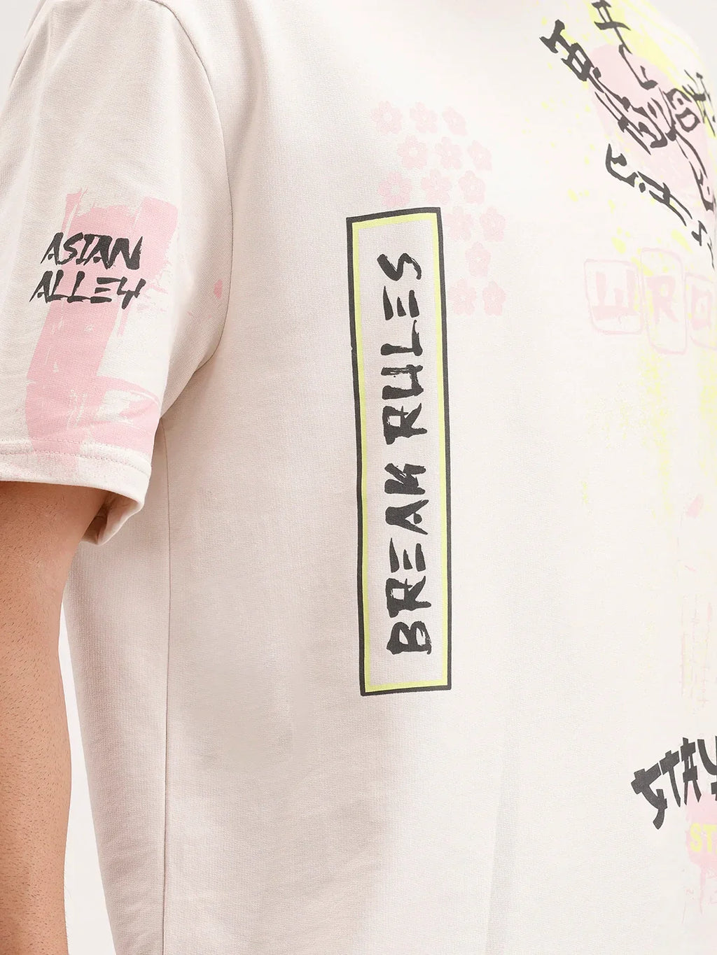 Oversized Placement Printed T-Shirt | Beige