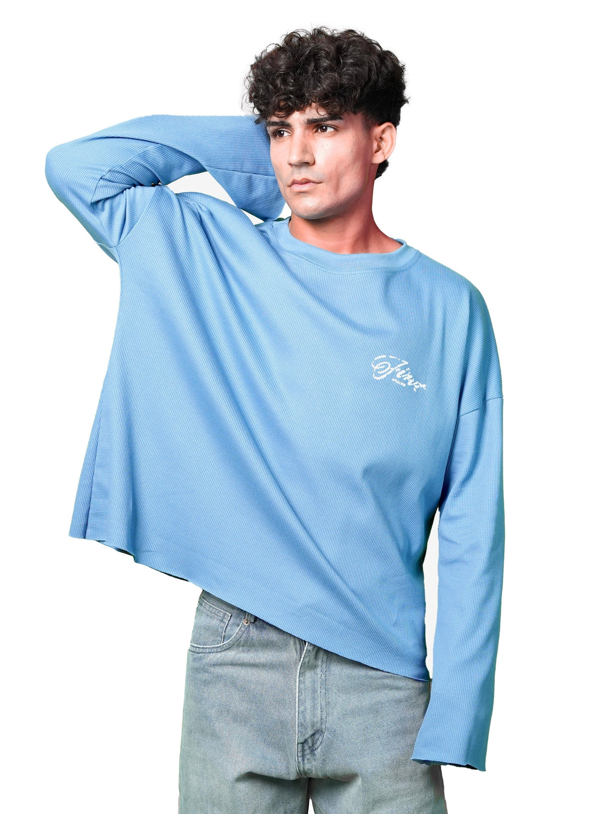 FIRVT STUDIO BLUE WAFFLE T-SHIRT
