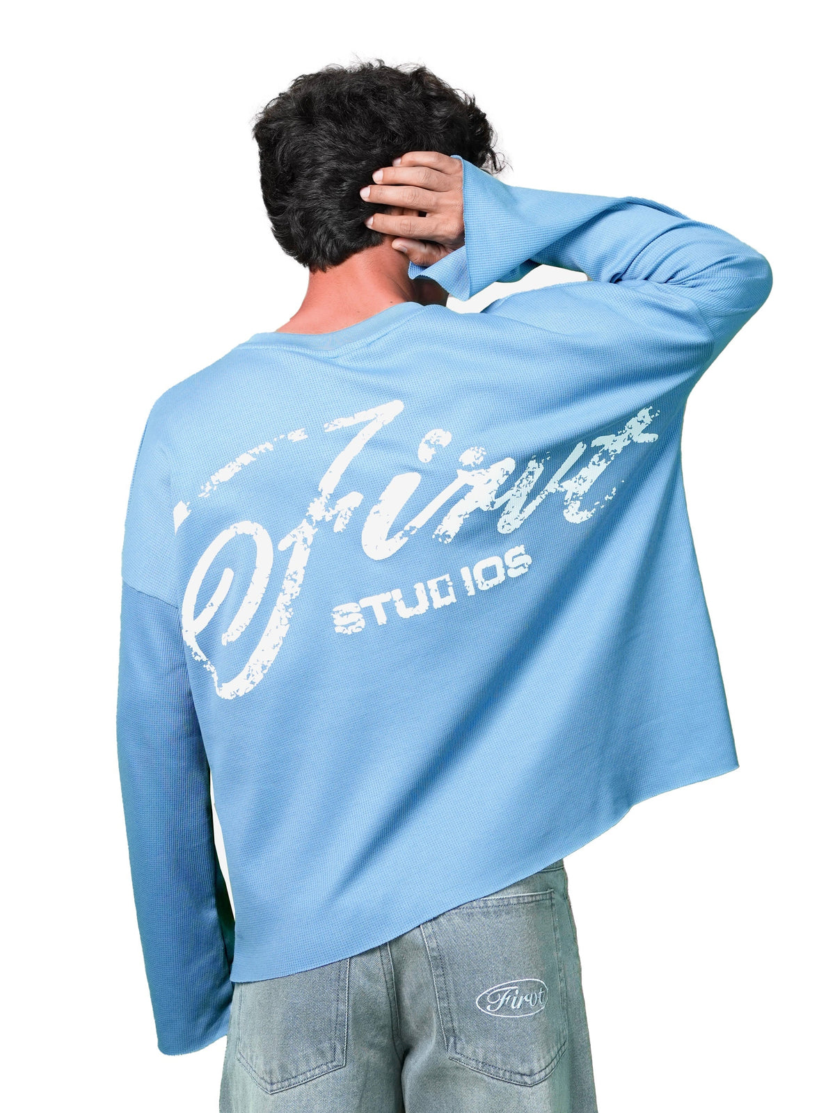 FIRVT STUDIO BLUE WAFFLE T-SHIRT