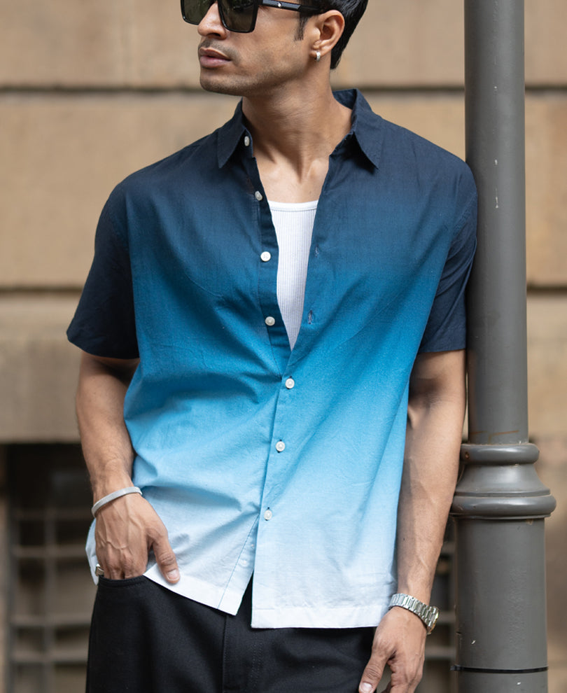 Dark Navy Ombre Shirt 100% Cotton